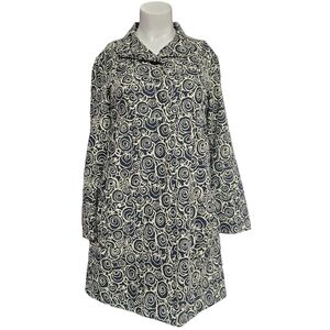 Kensie Jacket Black Cream Rose Pattern 60s Mod Style Coat Size X-Small